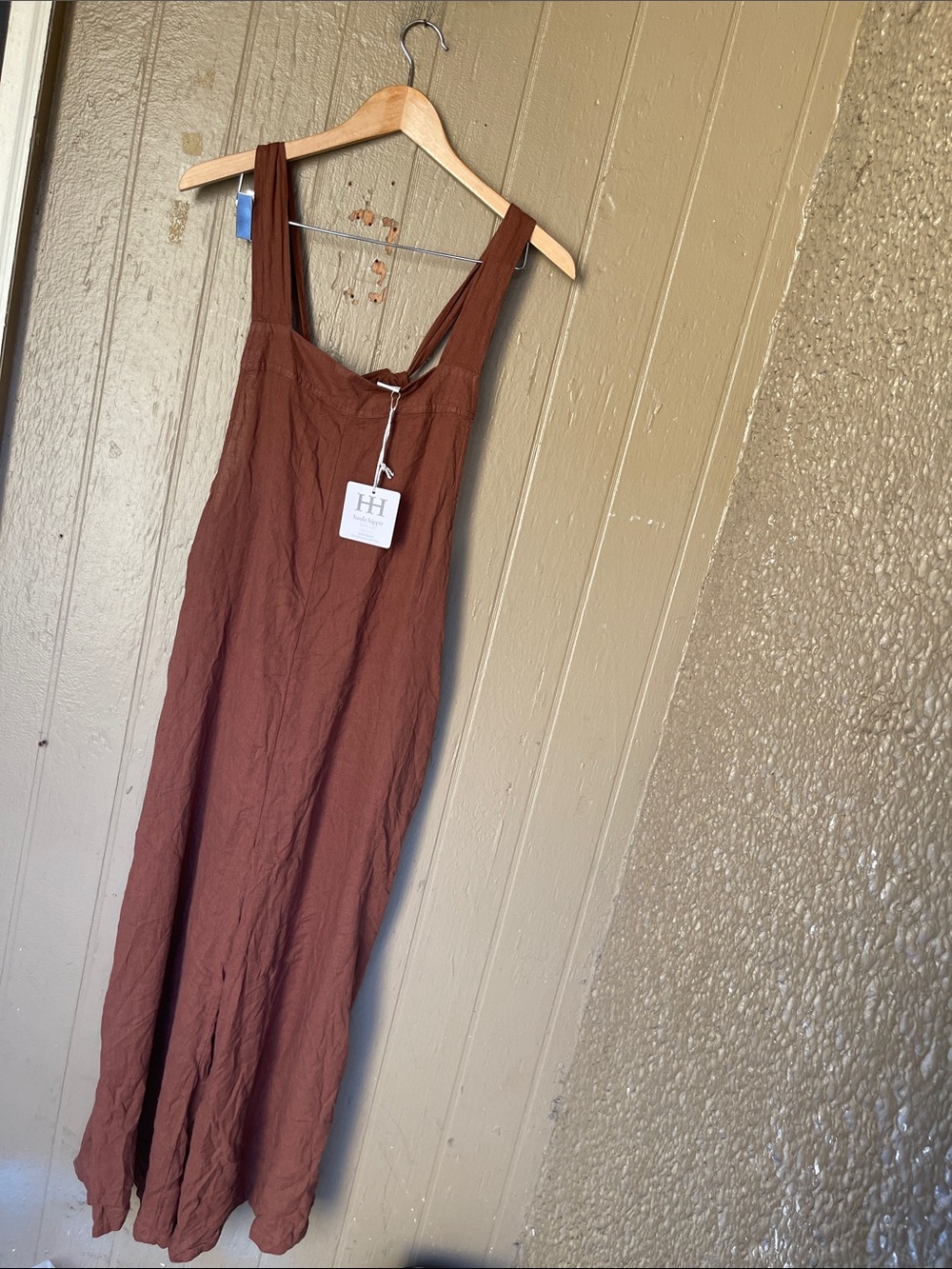 Haute Hipie Linen-Blend Sleeveless Wide Leg Jumpsuit in Brown Size M